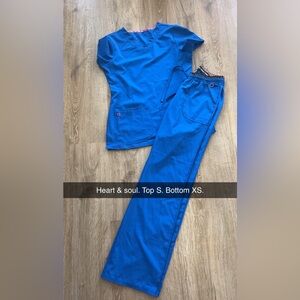 Royal blue heart & soul scrub set